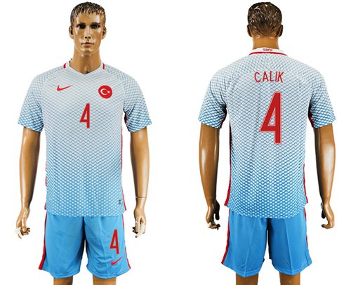 Turkey #4 Calik Away Soccer Country Jersey